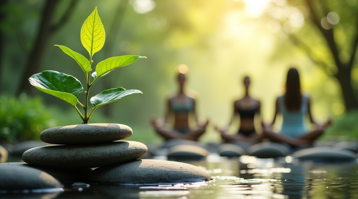 Plante d'ashwagandha en milieu naturel illustrant la réduction du cortisol et le bien-être