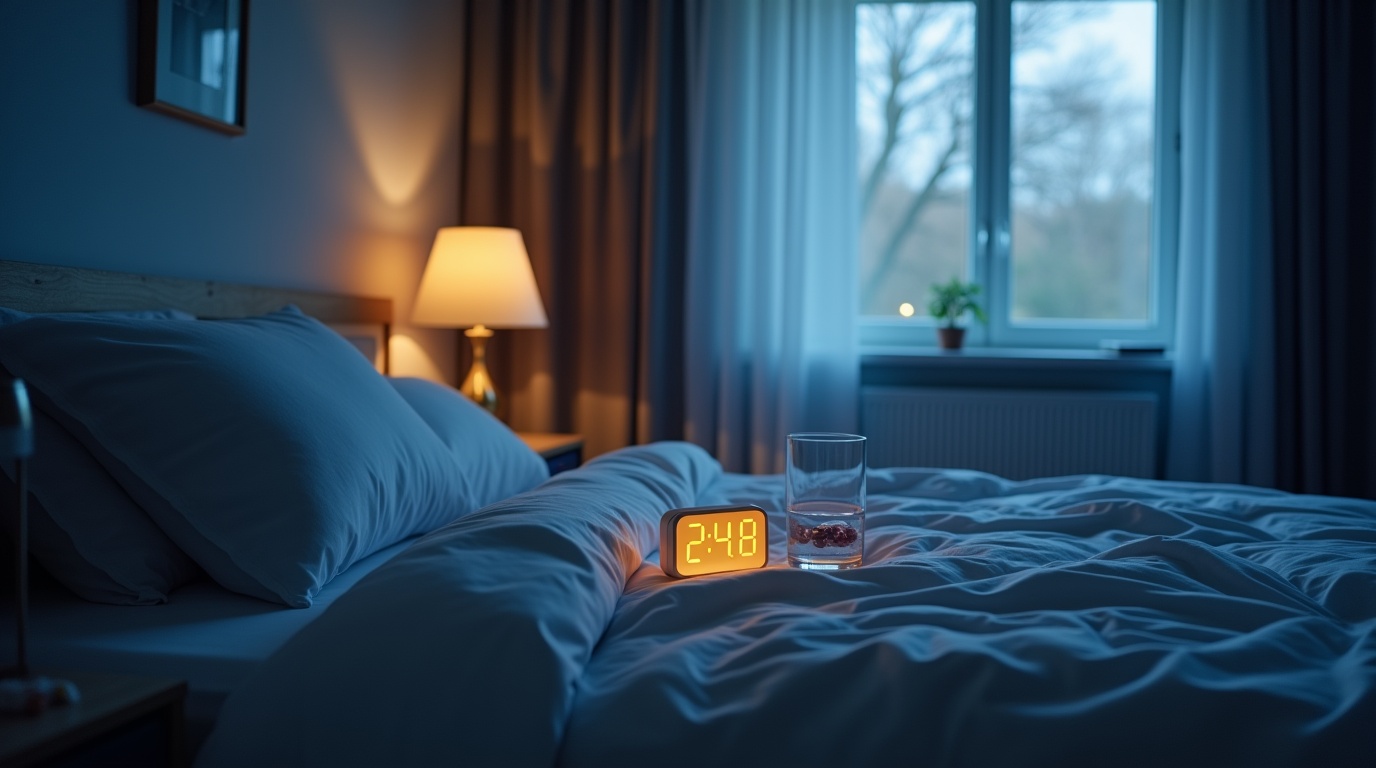 Illustration d'une chambre avec ambiance calme représentant les effets de la mélatonine sur le sommeil
